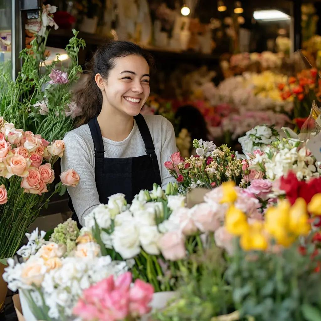flower shop designer with flowers